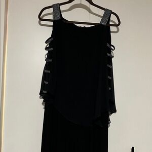 MSK Black Asymmetrical jumpsuit with Silver Straps